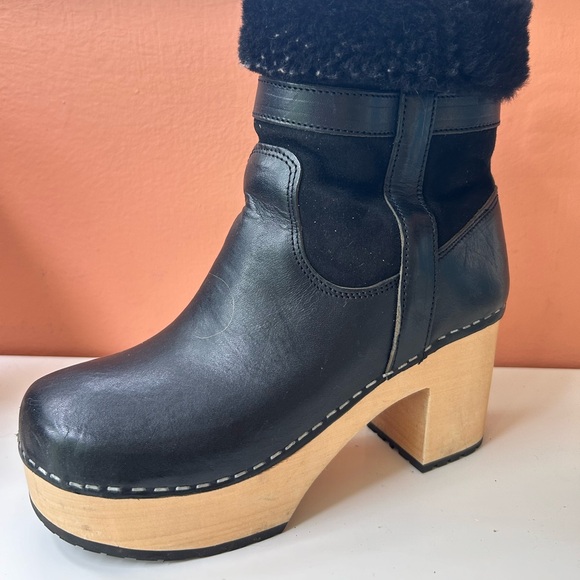 Swedish Hasbeens Shearling Clog Boot Size 38 - Picture 2 of 4